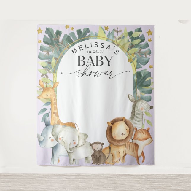Tenture Fond de décoration de douche pour bébé avec des an (Devant)