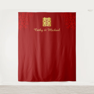 Tenture Fond de décoration de mariage chinois floral rouge