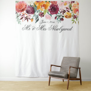 Tenture Fond de décoration de mariage floral de couleur d'