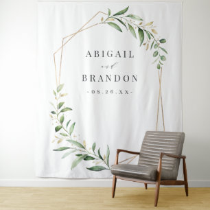 Tenture Fond de décoration de mariage géométrique et verdo