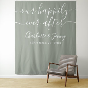 Tenture Fond de décoration de mariage vert sauge élégant