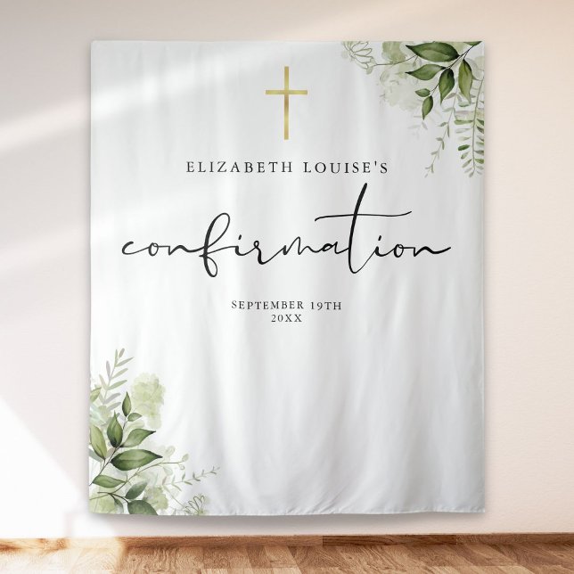 Tenture Fond de décoration de photo de confirmation floral (Greenery Floral Confirmation Photo Backdrop)