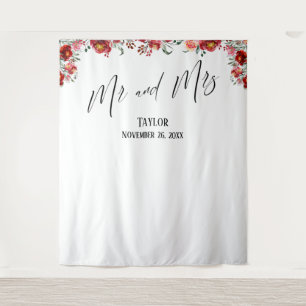 Tenture Fond de décoration de photo de mariage floral roug