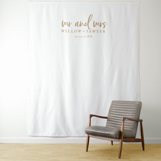 Tenture Fond de décoration de photo de mariage M. et Mme.  (En situation)
