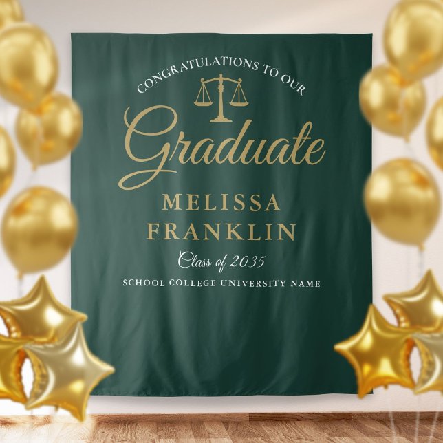 Tenture Fond de Décoration de Remise de Diplômes Vert et O (Créateur téléchargé)