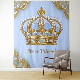 Tenture Fond de décoration géant Baby Blue Gold Prince
