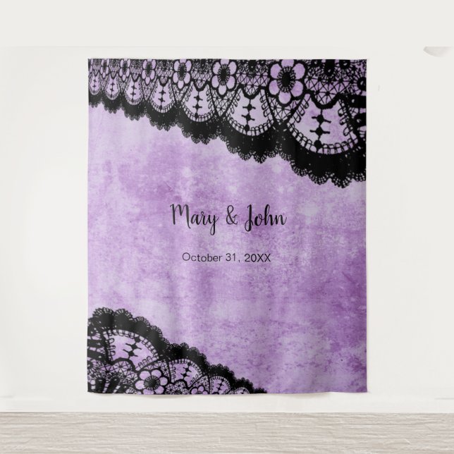 Tenture Fond de décoration photo en dentelle noire gothiqu (Devant)