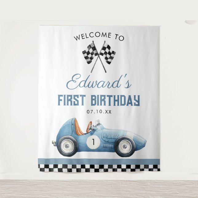 Tenture Fond de décoration pour 1er anniversaire de voitur (Devant)