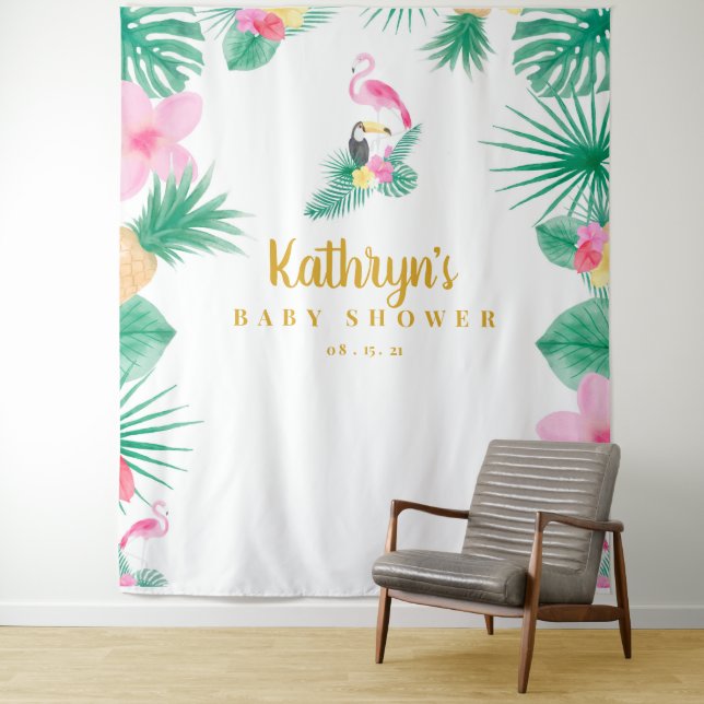 Tenture Fond de Décoration pour Baby Shower Tropical, Acce (En situation)