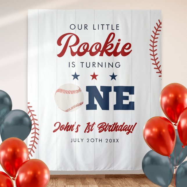 Tenture Fond de décoration pour photo d'anniversaire de ba (Rookie Baseball 1st Birthday Photo Backdrop)