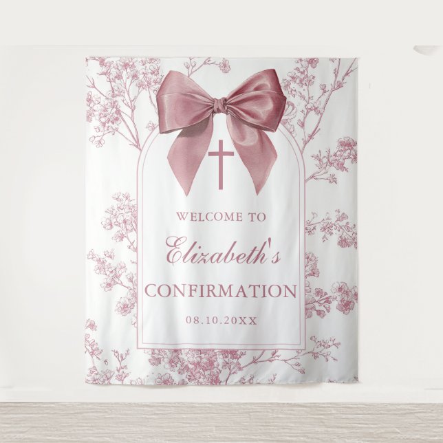 Tenture Fond de décoration pour photo de confirmation rose (Devant)