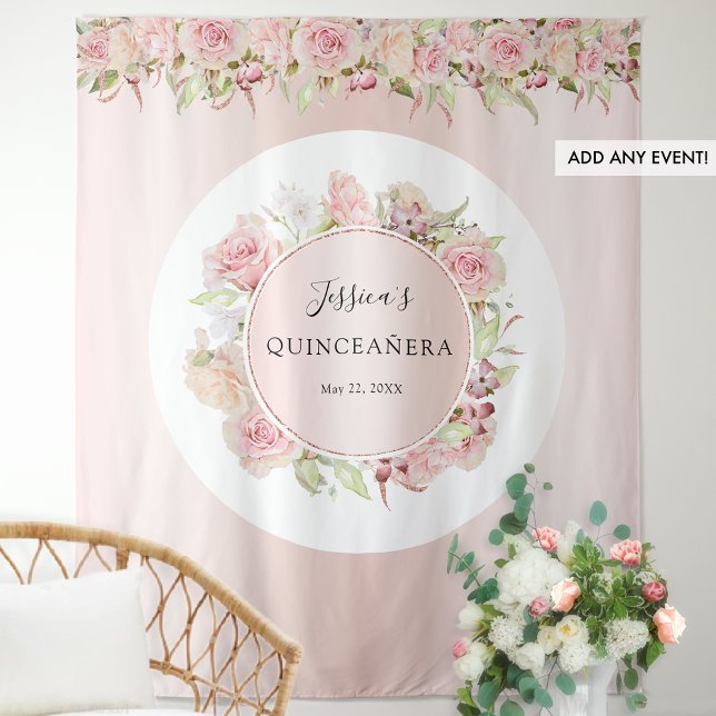 Tenture Fond de décoration pour photos de Quinceañera rose (Créateur téléchargé)