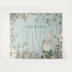 Tenture Fond de décors de Baby Shower vintage avec un lapi