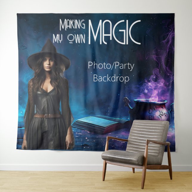 Tenture Fond de décors étoile sorcière pour soirée magique (En situation (horizontale))