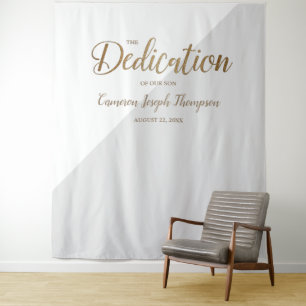 Tenture Fond de dédicace moderne gris et or pour bébé garç
