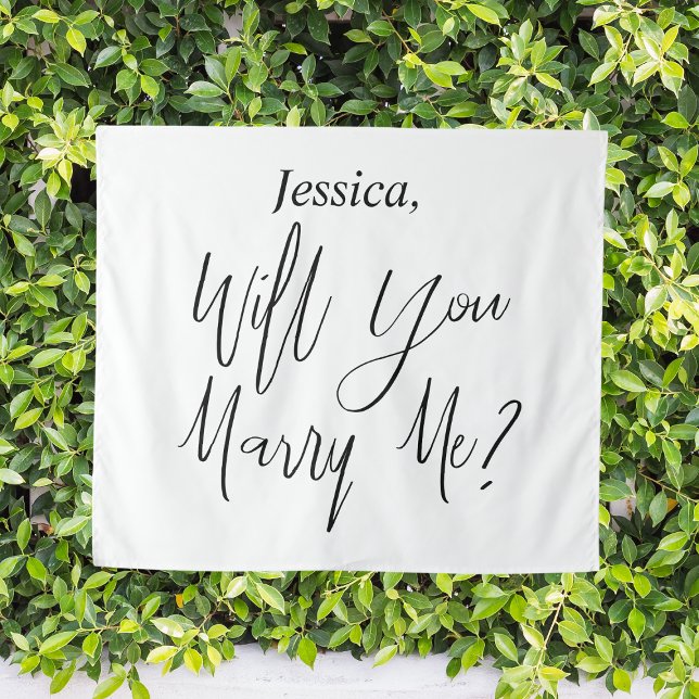 Tenture Fond de demande en mariage avec nom personnalisé V (Proposal Backdrop Custom Name Will You Marry Me
)