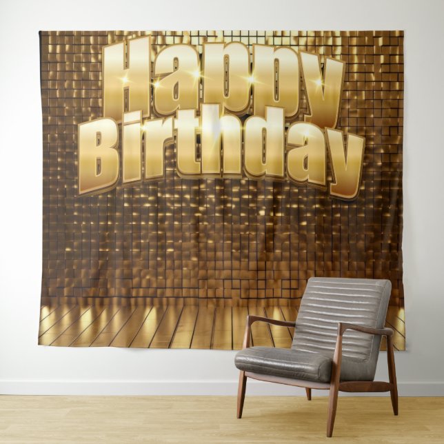 Tenture Fond de fête d'anniversaire avec reflets dorés Déc (En situation (horizontale))