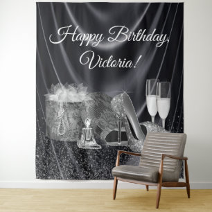 Tenture Fond de fête d'anniversaire de chaussure argentée