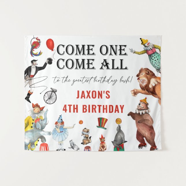 Tenture Fond de fête d'anniversaire de Festival de Cirque (Devant (Horizontal))