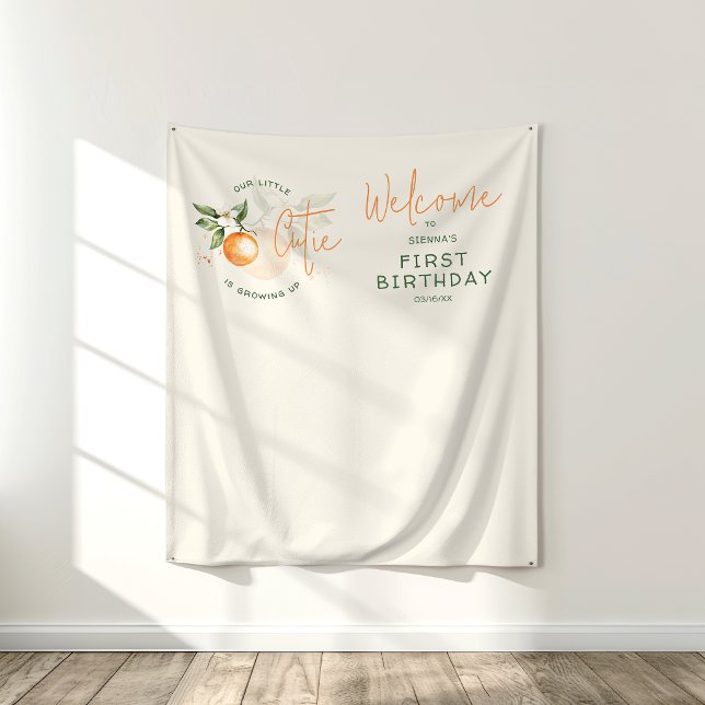 Tenture Fond de fête d'anniversaire Orange Citrus Little C (Créateur téléchargé)