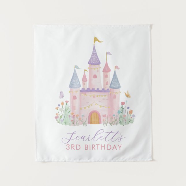 Tenture Fond de fête d'anniversaire pour filles Château de (Devant)