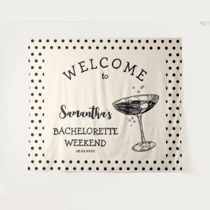 Tenture Fond de fête de fiançailles rétro Polka Cocktail