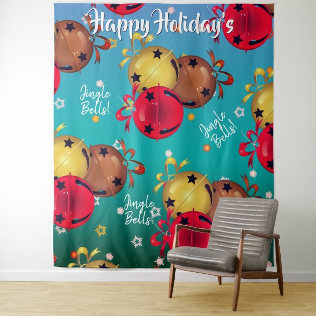 Tenture Fond de fête de Noël avec grelots (En situation)