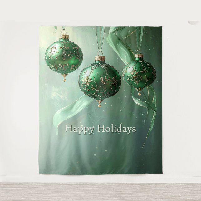 Tenture Fond de fête de Noël Boule de Noël Verte (Devant)