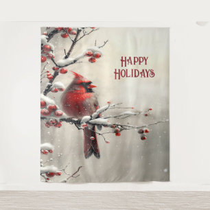 Tenture Fond de fête de Noël Cardinal Rouge