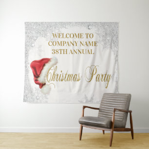 Tenture Fond de fête de Noël flocon de neige chapeau de Pè