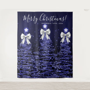 Tenture Fond de fête navale Noël Arbres de Noël Bleu Argen