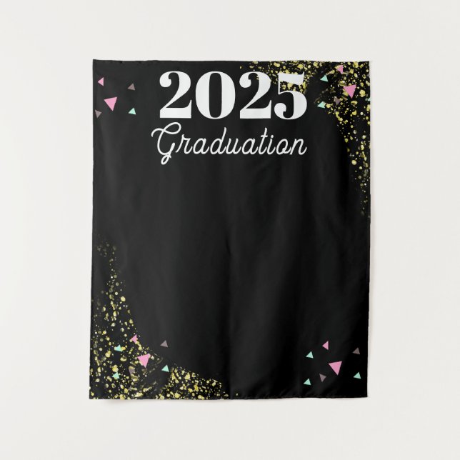 Tenture Fond de graduation avec confettis scintillants (Devant)