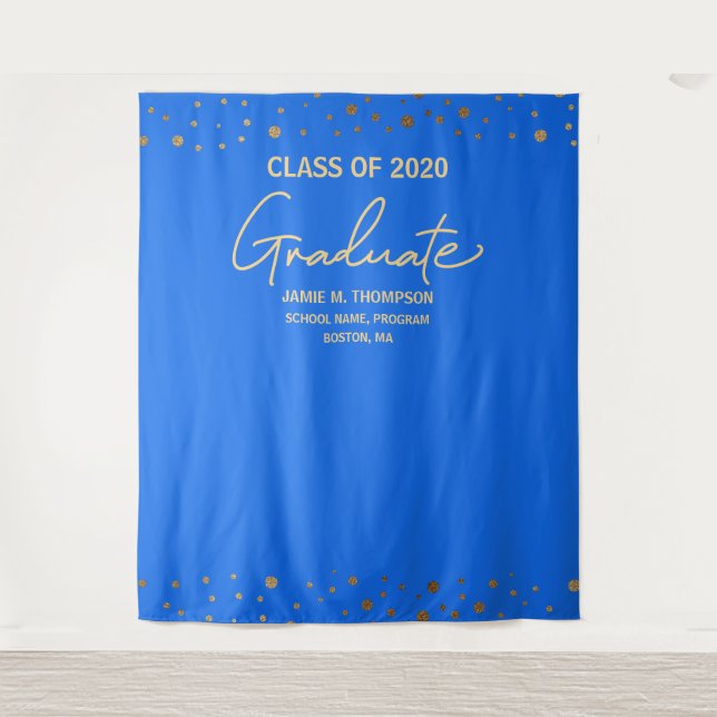 Tenture Fond de graduation de la promotion 2021 BLUE Gold  (Devant)