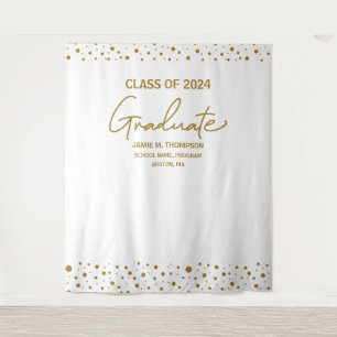 Tenture Fond de graduation de la promotion 2024 Gold White