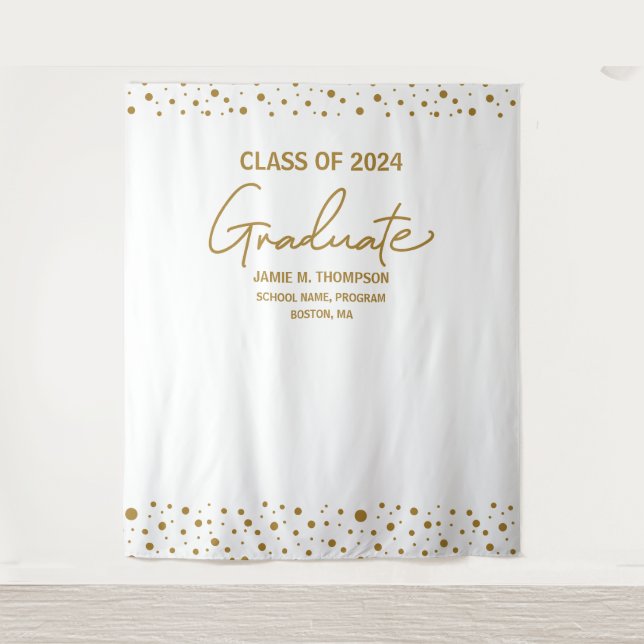 Tenture Fond de graduation de la promotion 2024 Gold White (Devant)