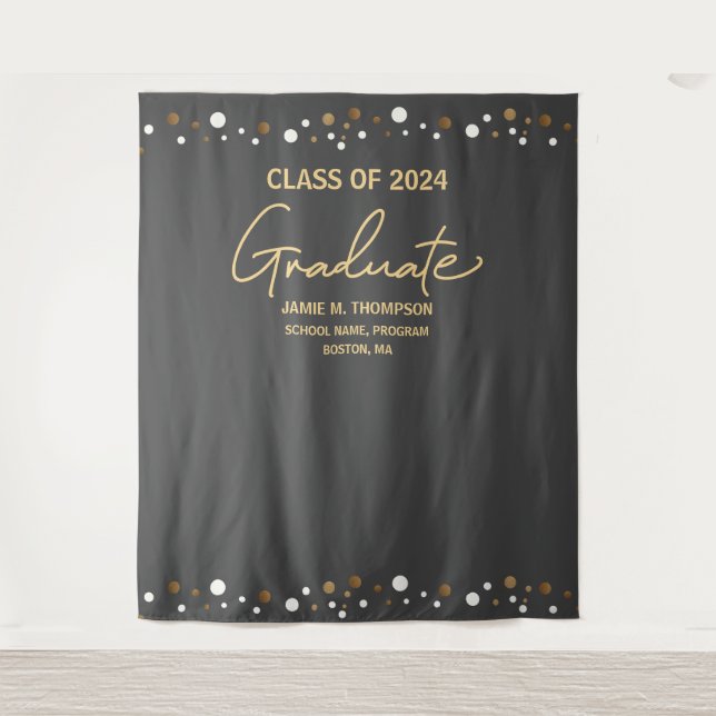 Tenture Fond de graduation Mod Grey Gold Promotion 2024 (Devant)