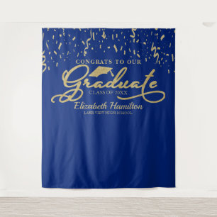 Tenture Fond de graduation Navy and Gold de la promotion 2
