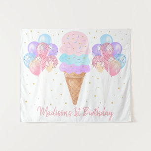 Tenture Fond de joyeux anniversaire pastel rose or glace