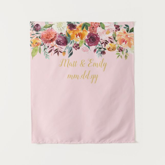 Tenture Fond de la cabine photo Blush Pink & Gold Mariage (Devant)