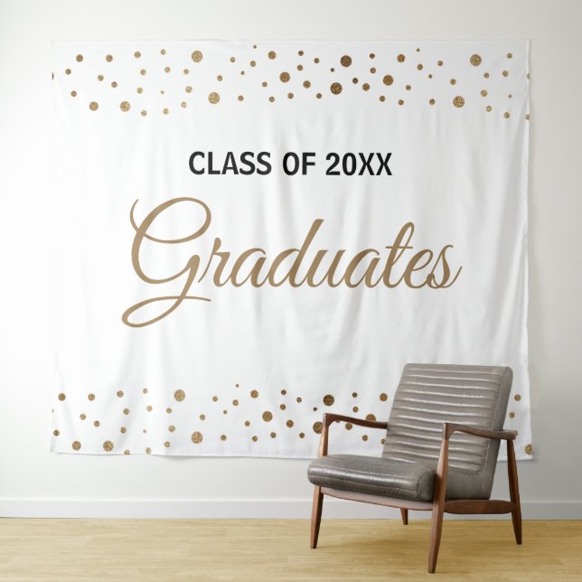 Tenture Fond de la promotion de diplômés Or Blanc (En situation (horizontale))