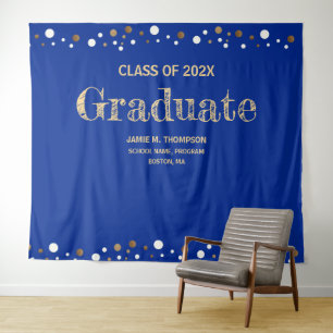 Tenture Fond de la promotion de fin d'études 2024 Bleu roy