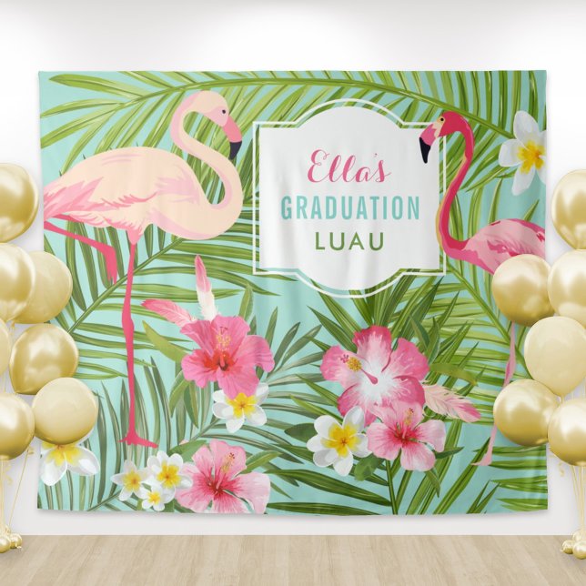 Tenture Fond de luau de remise de diplôme flamant rose tro (Créateur téléchargé)