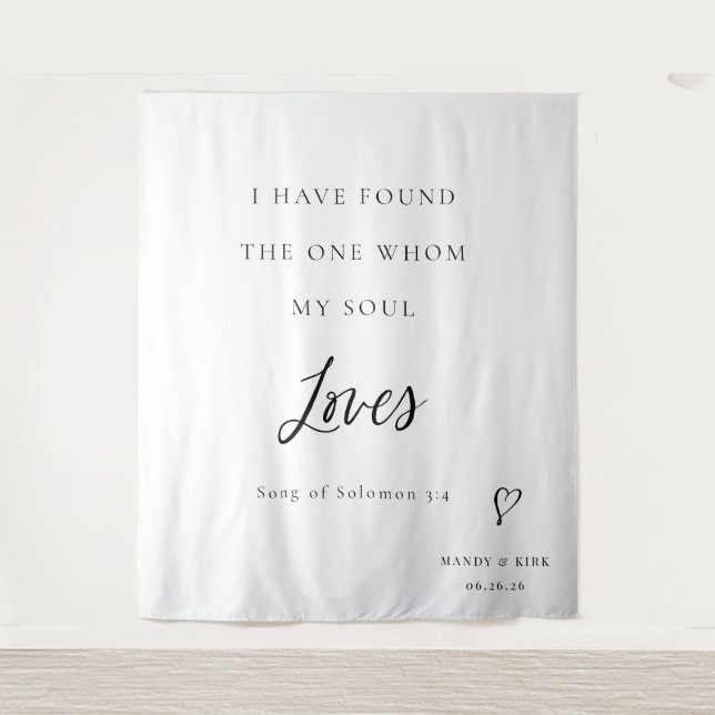 Tenture Fond de mariage à calligraphie élégante avec verse (Devant)