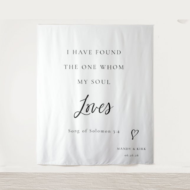 Tenture Fond de mariage à calligraphie élégante avec verse (Devant)