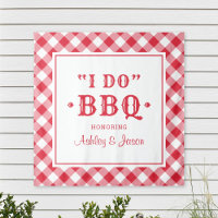 Fond de mariage à carreaux rouges 'I Do BBQ'