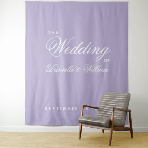 Tenture Fond de mariage à écriture simple violet lavande