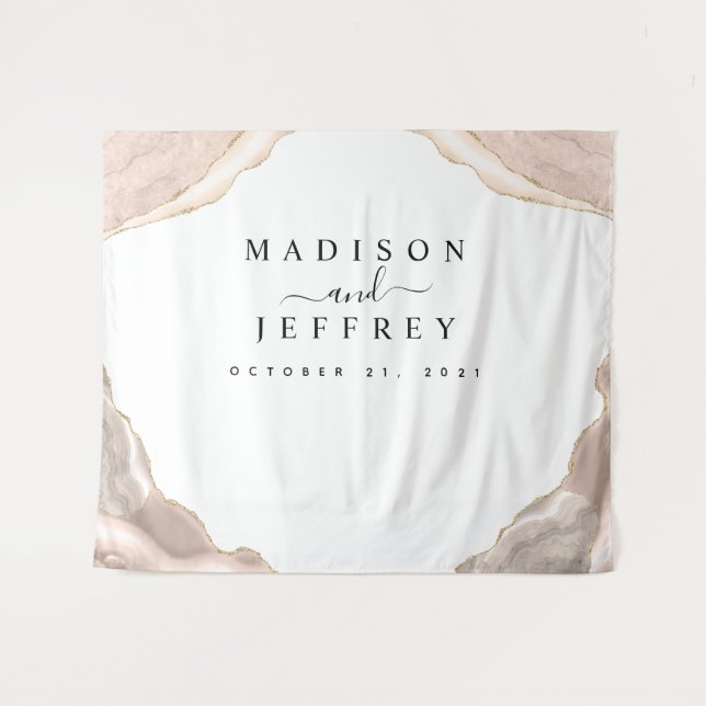 Tenture Fond de mariage Agate Blush & Gold Glitter (Devant (Horizontal))