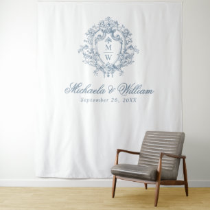 Tenture Fond de mariage au blason monogrammé Régence vinta