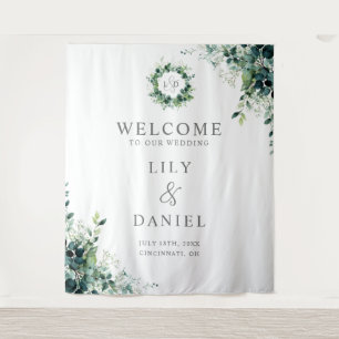 Tenture Fond de mariage au feuillage d'eucalyptus Monogram