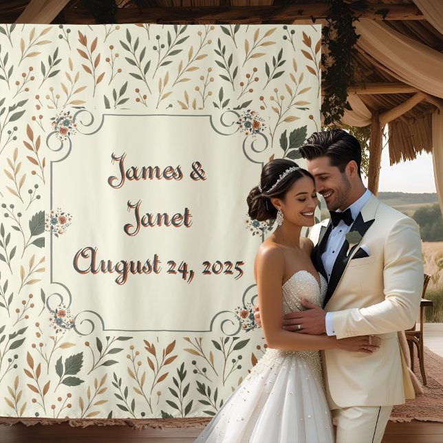 Tenture Fond de mariage aux feuilles de crème au beurre (Créateur téléchargé)